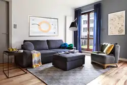 How to combine colors in the living room interior gray
