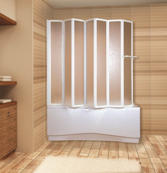 Sliding curtains for bathtub photo