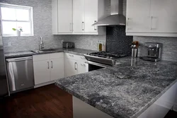 Kitchen design with gray marble