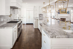Kitchen design with gray marble