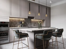 Kitchen design with gray marble