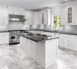 Kitchen design with gray marble