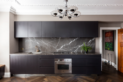 Kitchen design with gray marble