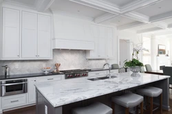Kitchen design with gray marble