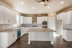 Countertops for white kitchen interior photo