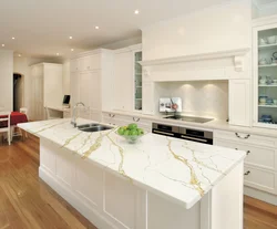 Countertops for white kitchen interior photo
