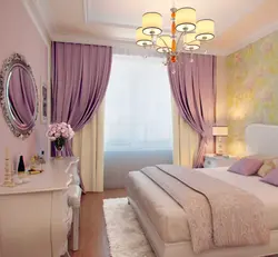 Modern bedroom design wallpaper and curtains in the bedroom