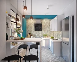 Balkon fotoşəkili ilə daxili mətbəx studiyası