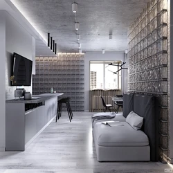 Living room design gray tiles