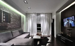 Living room design gray tiles