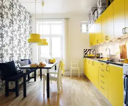 Kitchen with yellow tiles interior