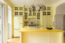 Kitchen with yellow tiles interior