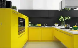 Kitchen With Yellow Tiles Interior
