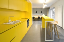 Kitchen with yellow tiles interior