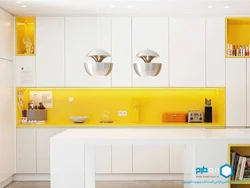 Kitchen with yellow tiles interior