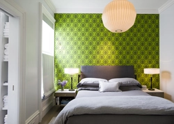 Bedroom interior with colored wall
