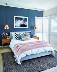 Bedroom interior with colored wall