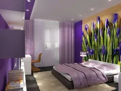 Bedroom interior with colored wall