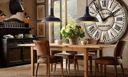 Clock on the wall for the kitchen photo in the interior