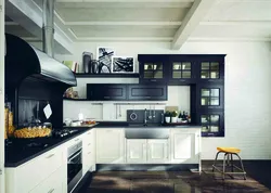 Kitchen black and white wood design