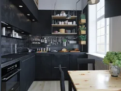 Kitchen black and white wood design