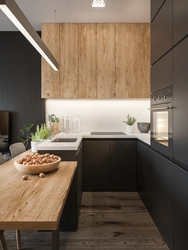 Kitchen black and white wood design