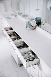 Drawers in the bathroom interior