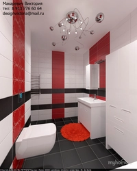 Bathroom in black and red color design photo