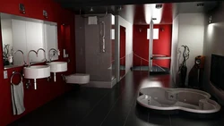 Bathroom in black and red color design photo