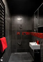 Bathroom in black and red color design photo