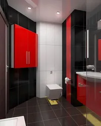 Bathroom in black and red color design photo