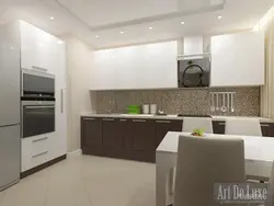 Ağ-Qəhvəyi Mətbəx Oturma Otağının Daxili Hissəsi