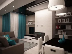 Interior of white-brown kitchen living room