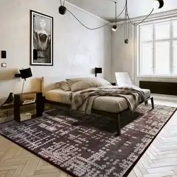 Zamonaviy uslubdagi fotosuratda yotoqxona uchun gilamlar