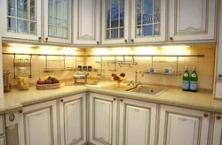 Button handles in the kitchen in the interior