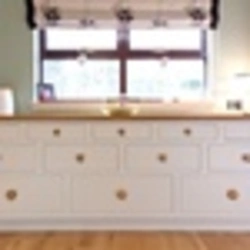 Button handles in the kitchen in the interior