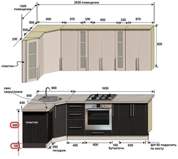 Памеры кухоннага гарнітура для кутняй кухні фота