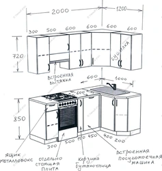 Dimensions of the kitchen set for the corner kitchen photo