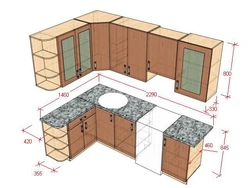 Памеры кухоннага гарнітура для кутняй кухні фота