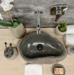 Daşdan hazırlanmış hamam lavaboları foto