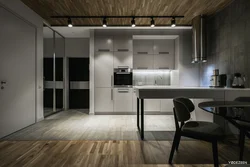 Kitchen design with track lamps photo