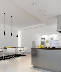 Kitchen design with track lamps photo