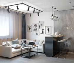 Kitchen design with track lamps photo