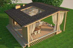 Summer kitchen made of wood projects photos