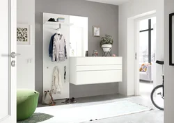 Hallway design with hanging cabinet