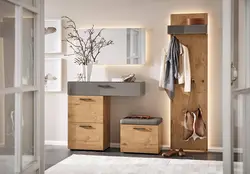 Hallway design with hanging cabinet