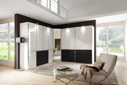 Corner wardrobe in the living room in a modern style photo