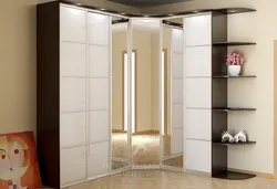 Кутняя шафа для адзення ў гасціную ў сучасным стылі фота