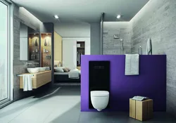Wall-hung toilet in the bathroom interior