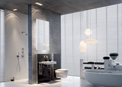 Wall-hung toilet in the bathroom interior